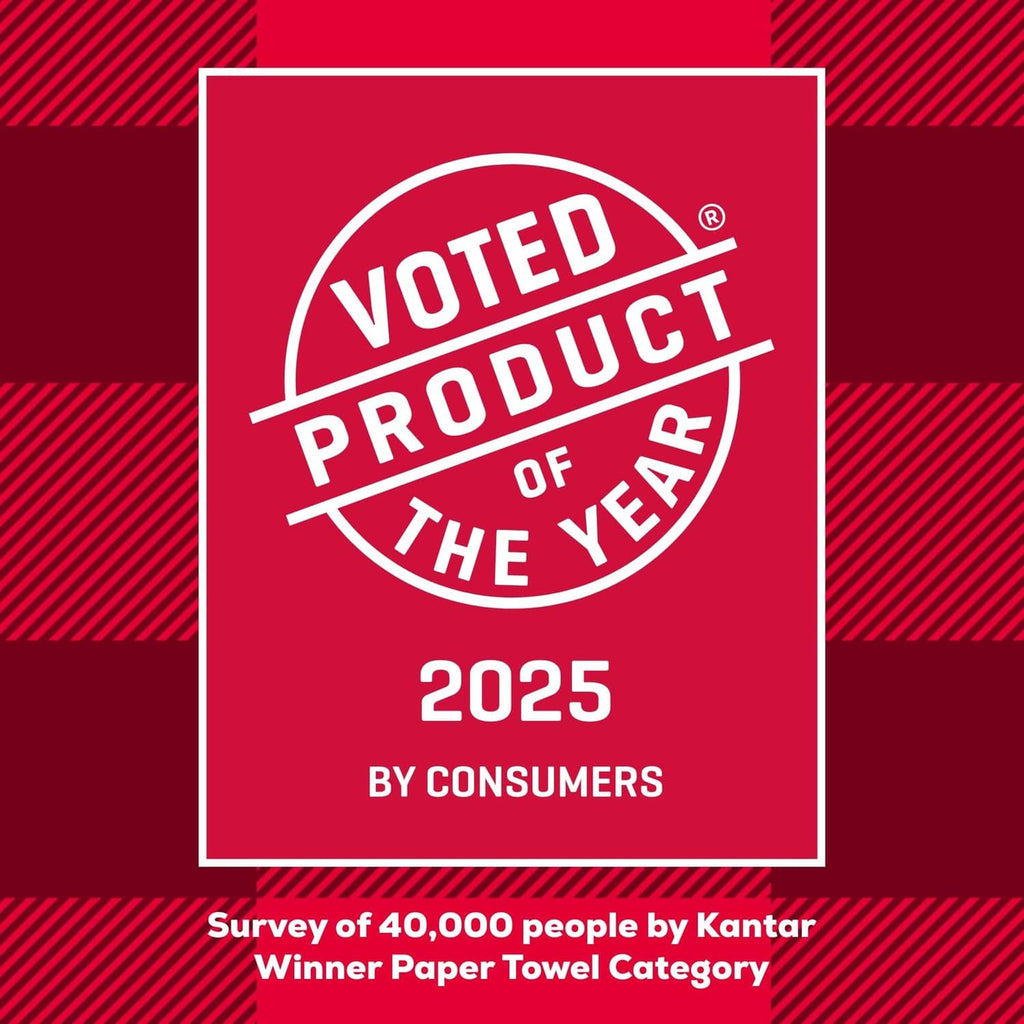 Brawny 3-ply paper towel voted product of the year 2025 badge graphic