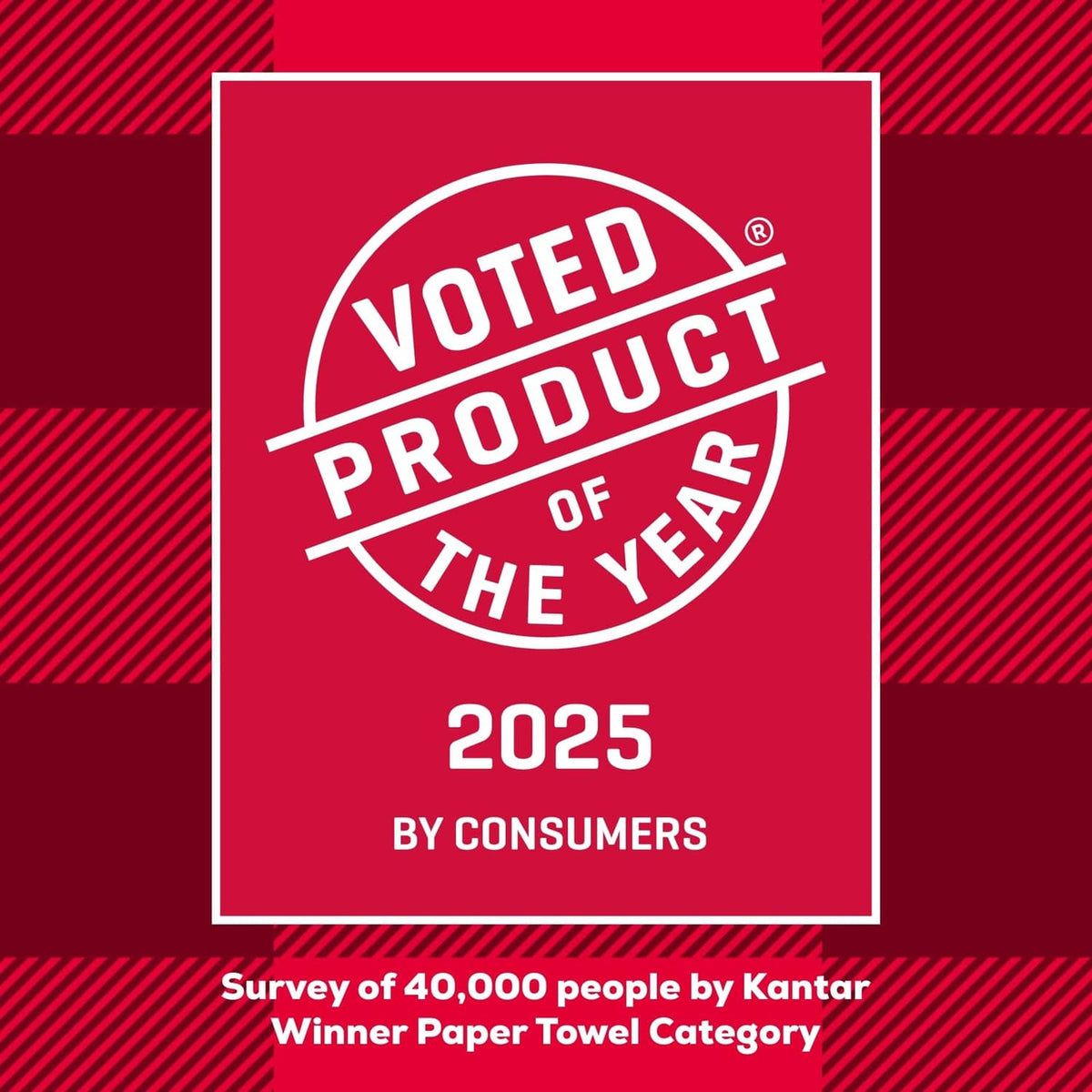 Brawny 3-ply paper towel voted product of the year 2025 badge graphic