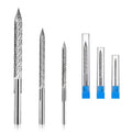 3-piece tire reamer drill bits set, silver metal with blue plastic storage caps