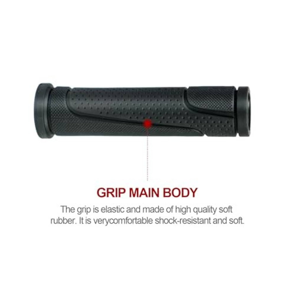 Black bicycle handlebar grips featuring a comfort molded groove and textured center