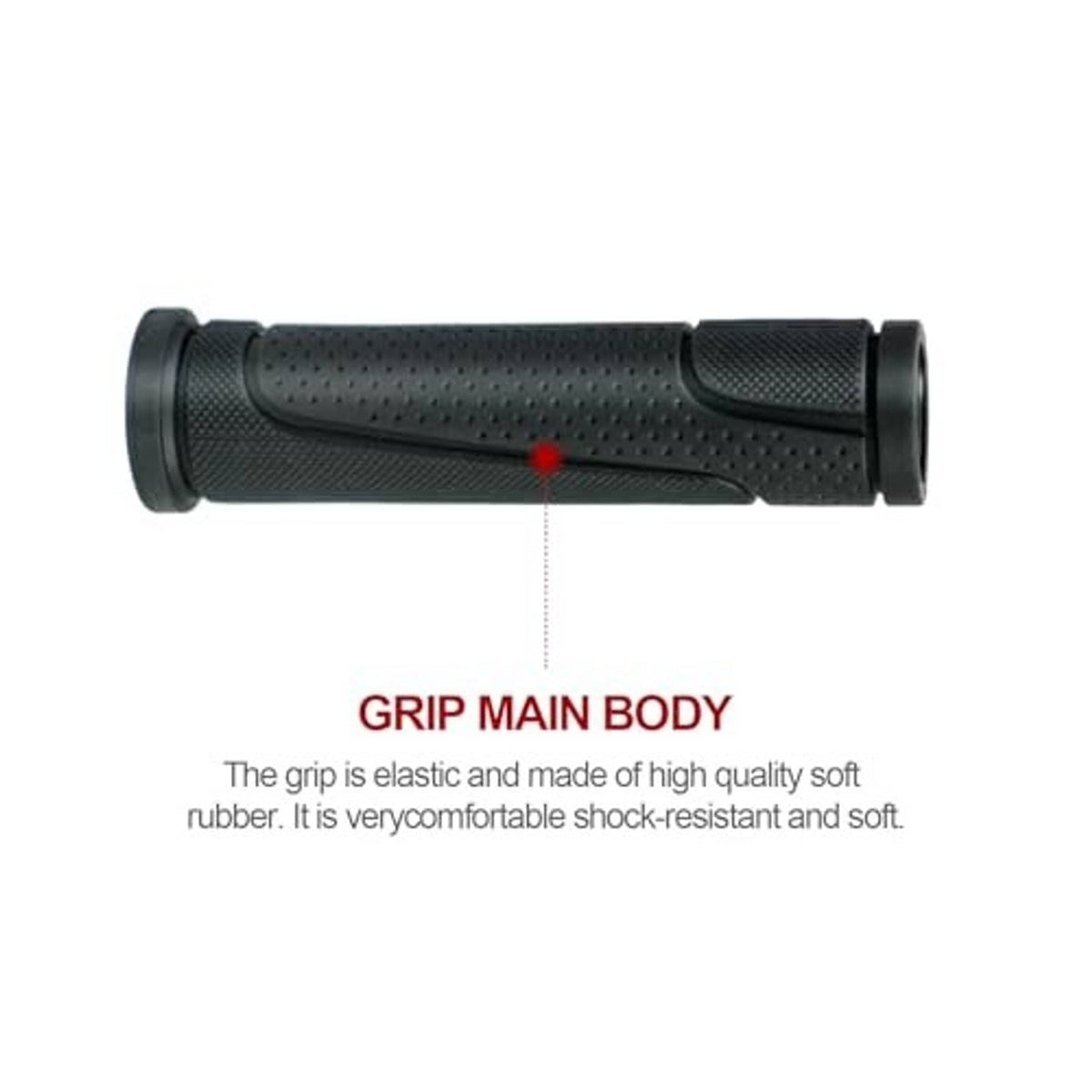 Black bicycle handlebar grips featuring a comfort molded groove and textured center