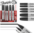 Permanent marker set with assorted chisel and fine tips; black and white barrels