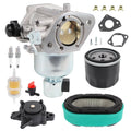 Carburetor replacement parts kit with carburetor body, air filter, and oil/fuel filter components