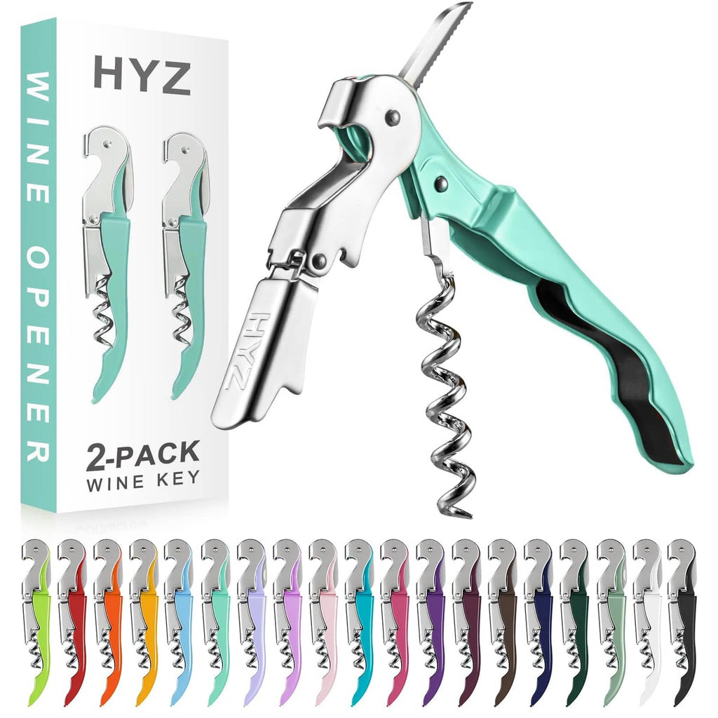 HYZ 2-pack mint green wine opener corkscrews with stainless steel body