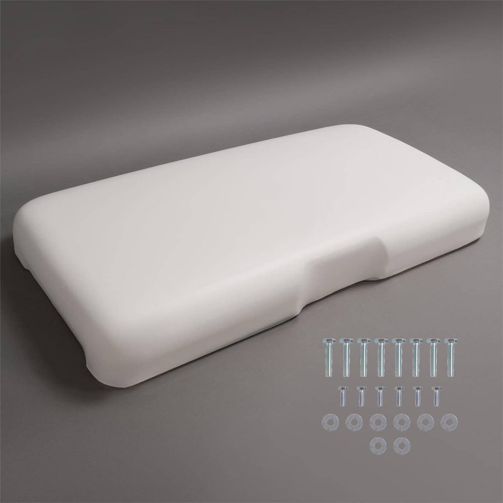 White seat bottom cushion with mounting screws and washers kit