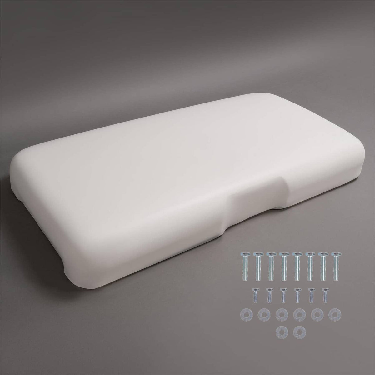 White seat bottom cushion with mounting screws and washers kit