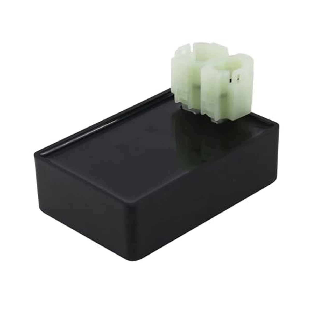 Black CDI module box with dual white connectors on top and wire lead connection