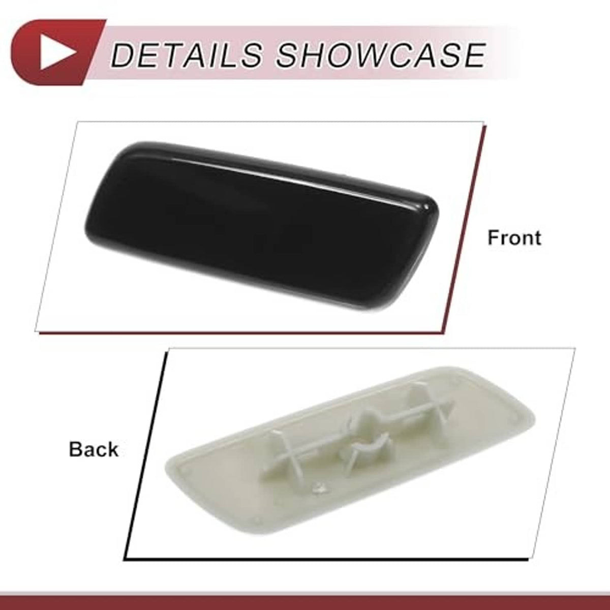 Washer nozzle cover cap: black front piece and translucent back housing