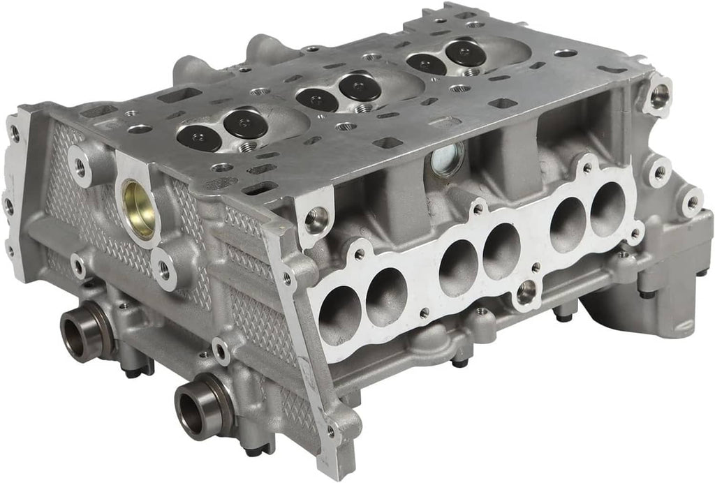 Engine cylinder head casting with circular valve covers and exhaust/intake ports, silver