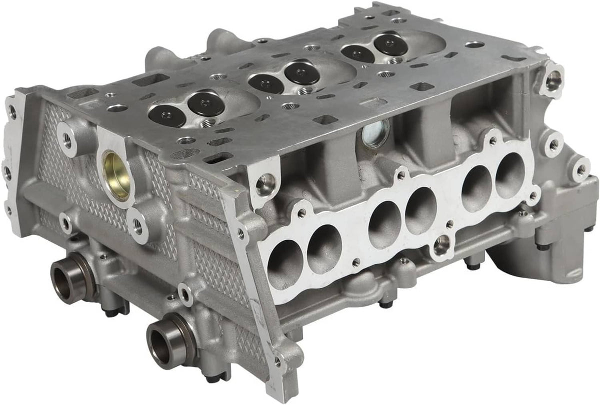 Engine cylinder head casting with circular valve covers and exhaust/intake ports, silver