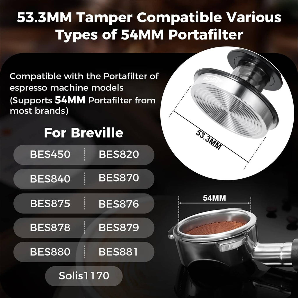 53.3mm espresso tamper compatibility insert for 54mm portafilters