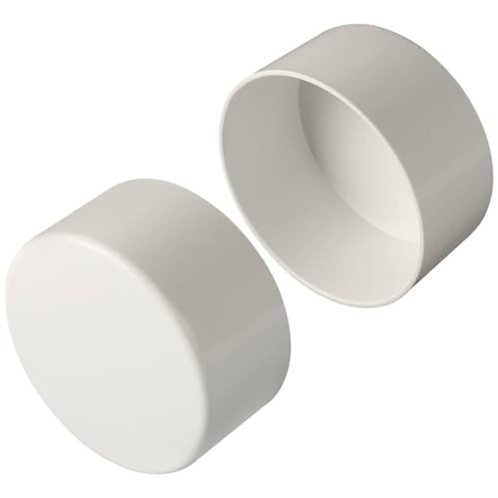 PVC sewer pipe caps, light gray hub ends, two-piece set