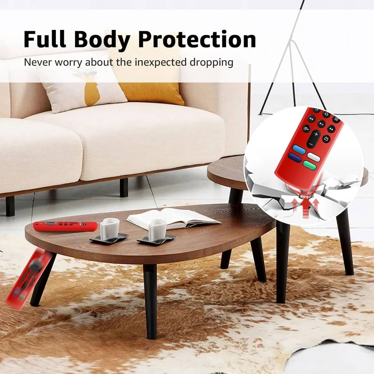 Full-body silicone remote cover, red, protective wrap for Fire Tv stick remote