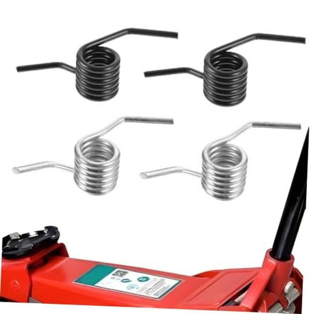 Hydraulic floor jack return spring set with coiled steel springs and hook rods