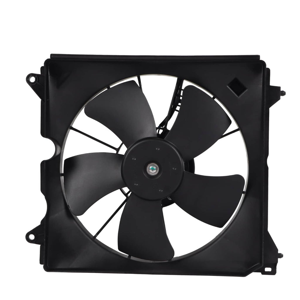 Radiator cooling fan assembly with black shroud and multi-blade fan for engine cooling