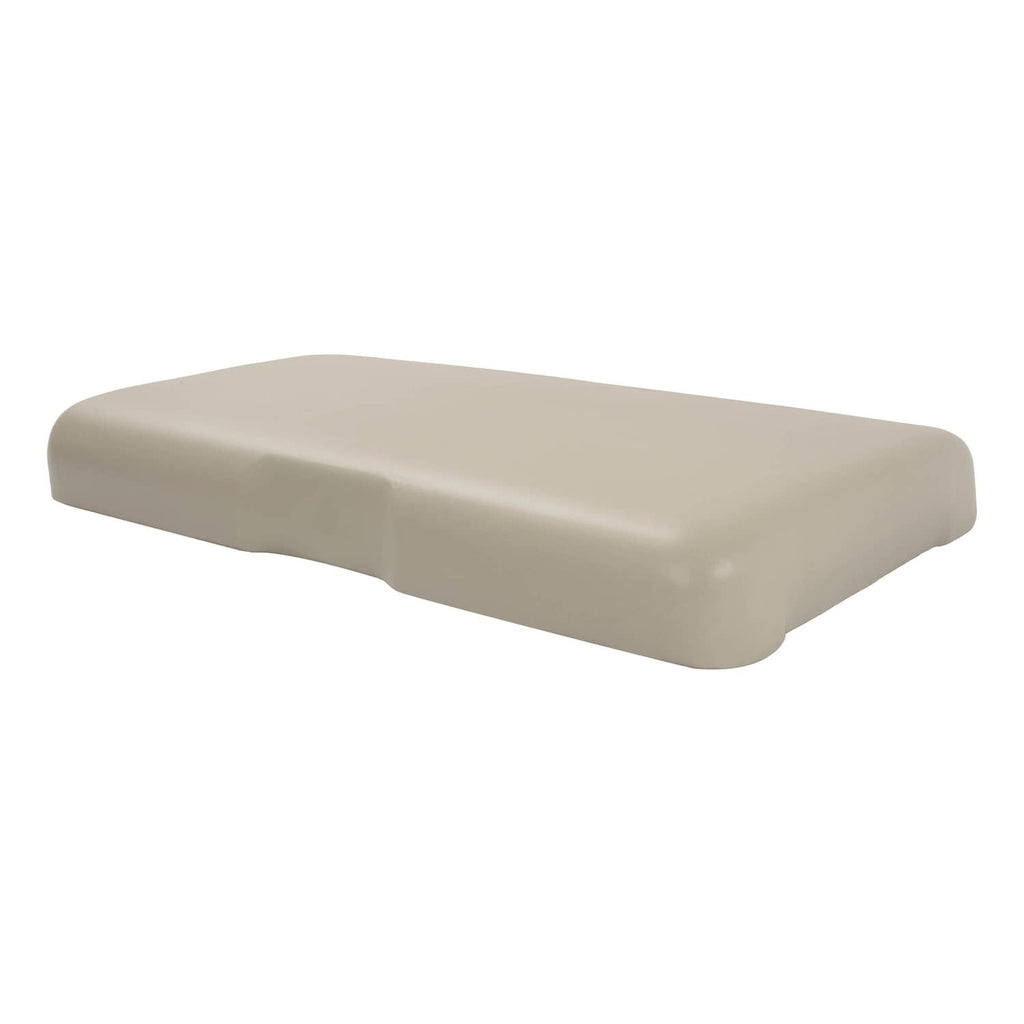 Light beige front seat bottom cushion with contoured shape and smooth finish
