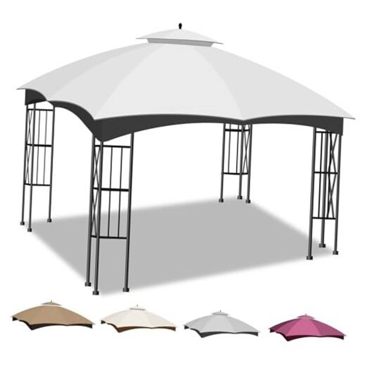 Light grey double-tier gazebo replacement canopy with vented roof and side panels