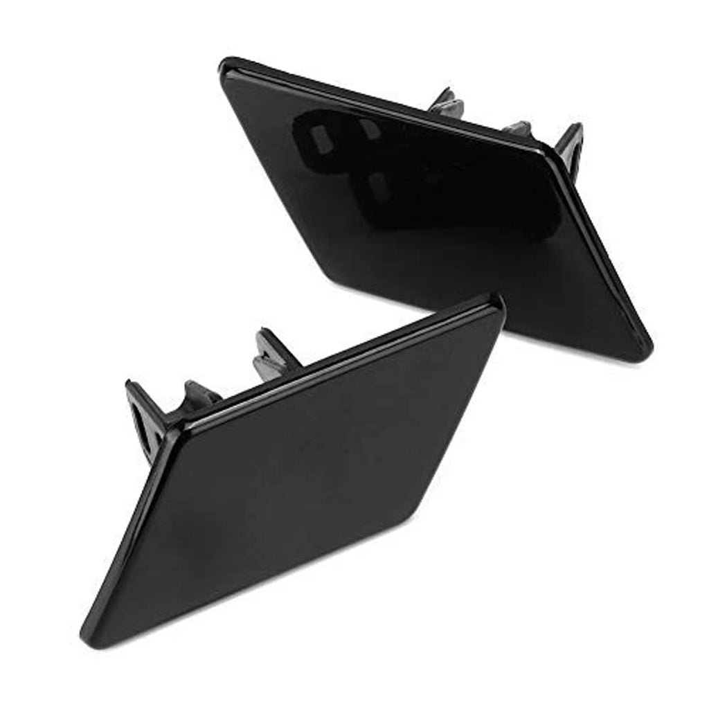 Headlight washer nozzle replacement cover pair, black exterior covers with side clips