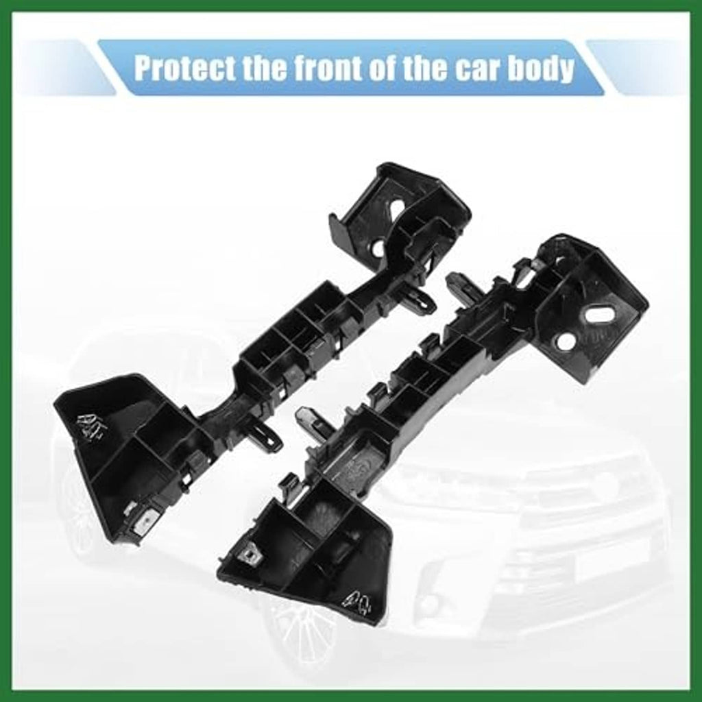 Black front bumper mounting support brackets pair with molded channels
