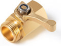 Brass shut-off valve close-up with quarter-turn lever and male threads