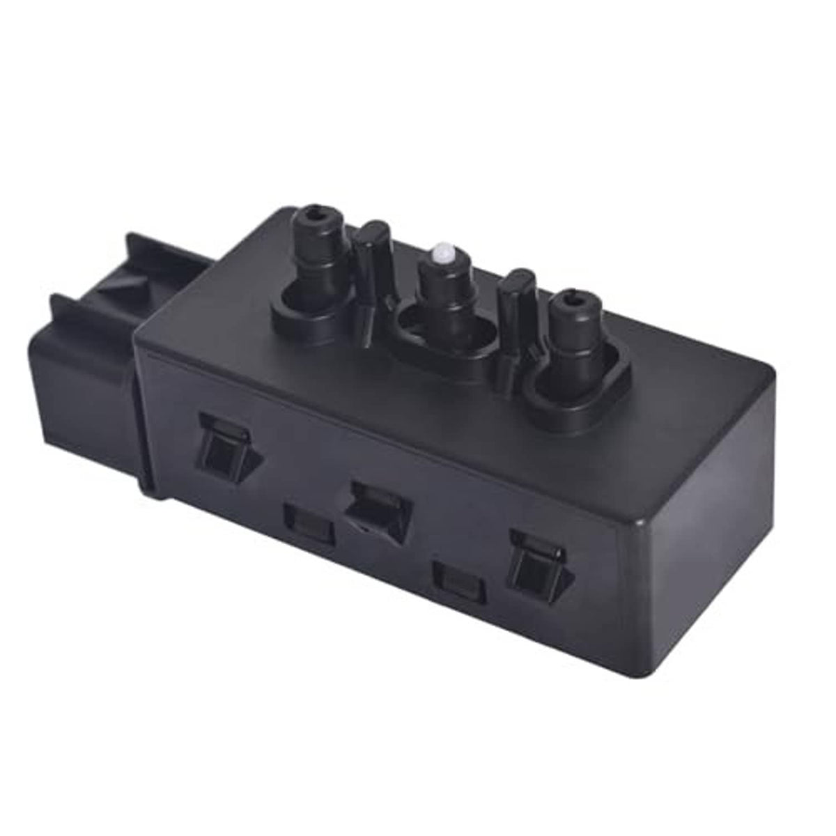 Black power seat switch module with three raised button posts and front openings