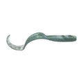 Fishing soft bait jig trailer, dark green ribbed worm with curved hook tail