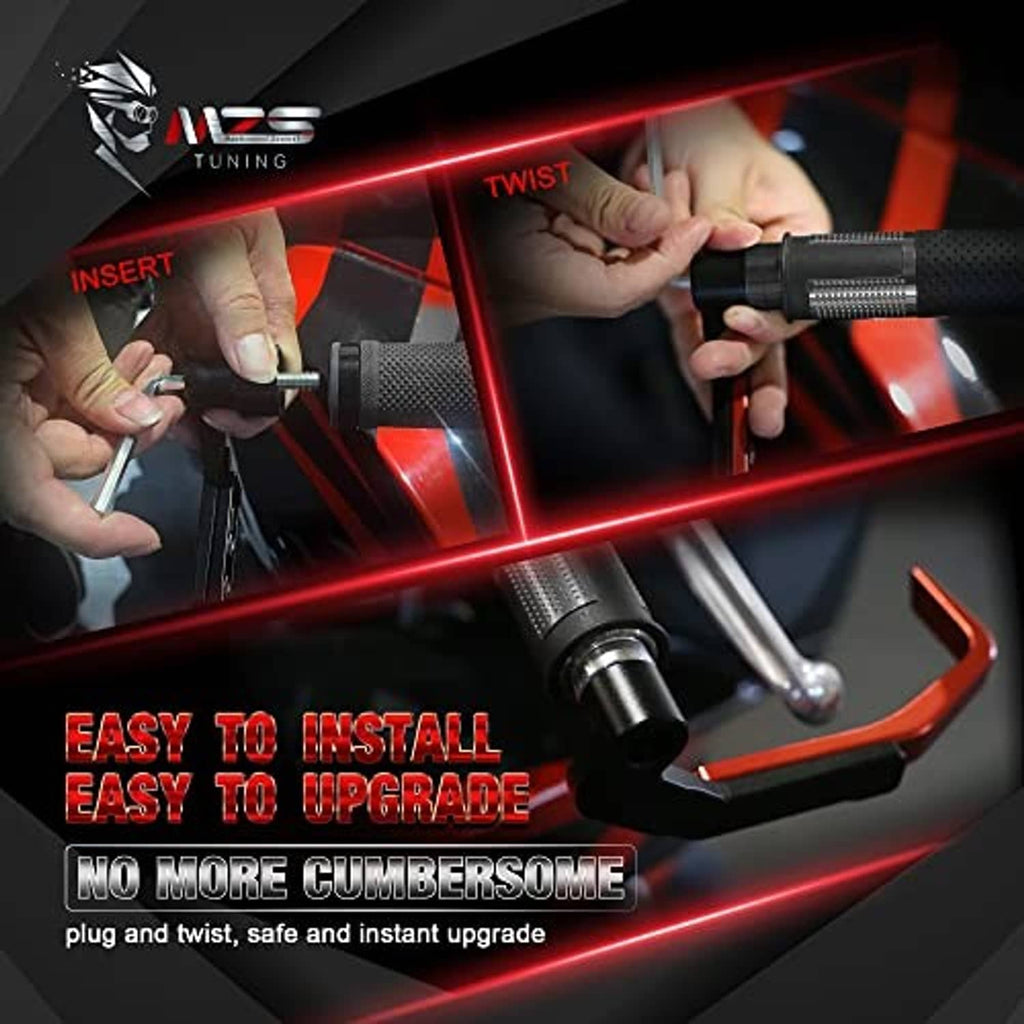 Black lever guard being installed on handlebar with tools for mounting