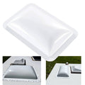 White RV skylight cover with raised rectangular dome and screw-mount holes around edges