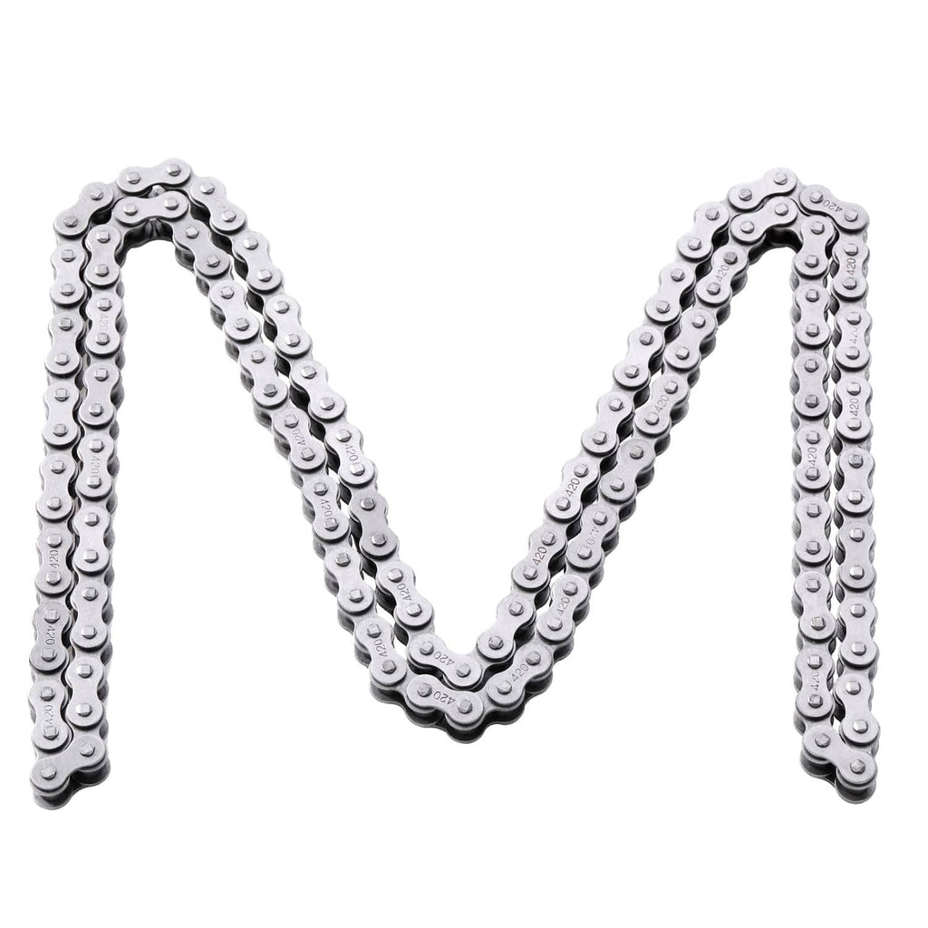 Silver drive chain forming a heart shape, 102 links