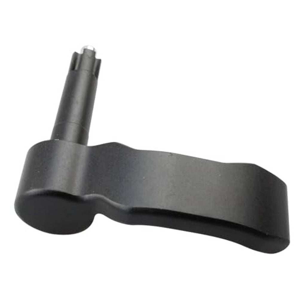 Black thumb throttle lever with mounting tube and curved base