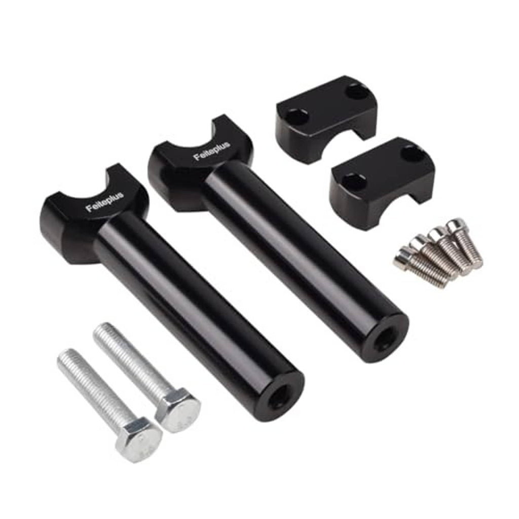 Motorcycle handlebar riser pair with clamp blocks and included mounting bolts
