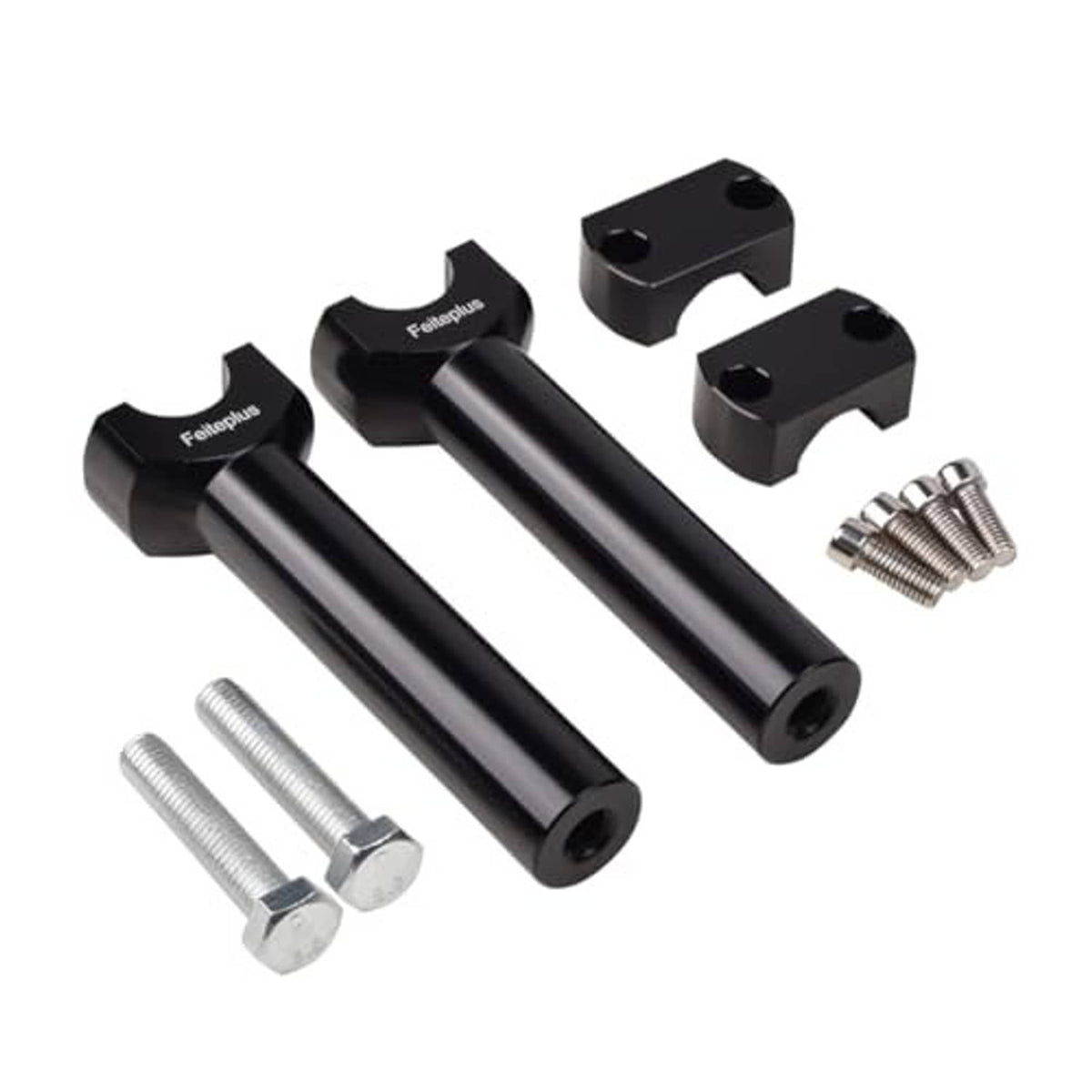 Motorcycle handlebar riser pair with clamp blocks and included mounting bolts