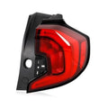 Right outer tail light assembly with red lens and black housing, angular shape