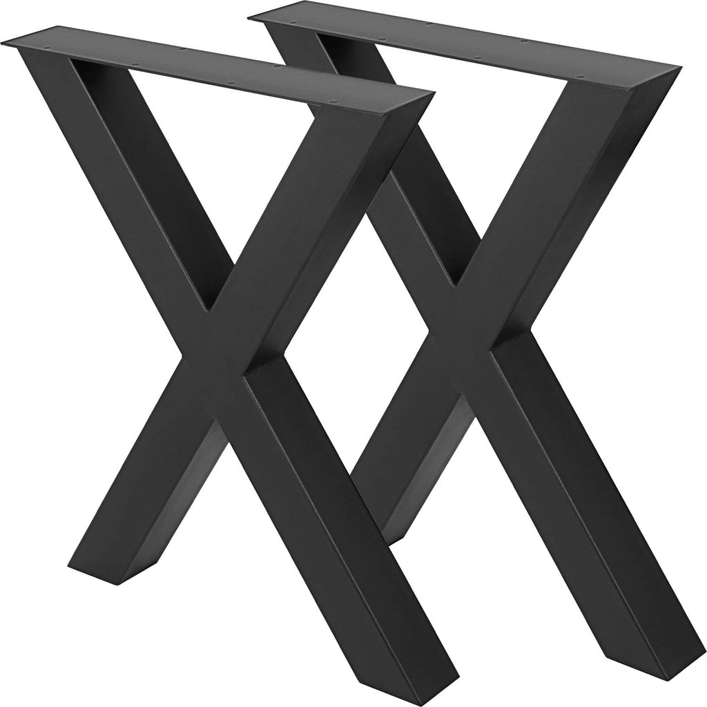 Black X-frame metal table legs with wide V-shaped supports