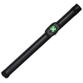 Black hard round billiard cue case with green clover logo patch