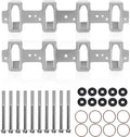Aluminum intake manifold adapter kit with hardware: bolts, washers, and gaskets