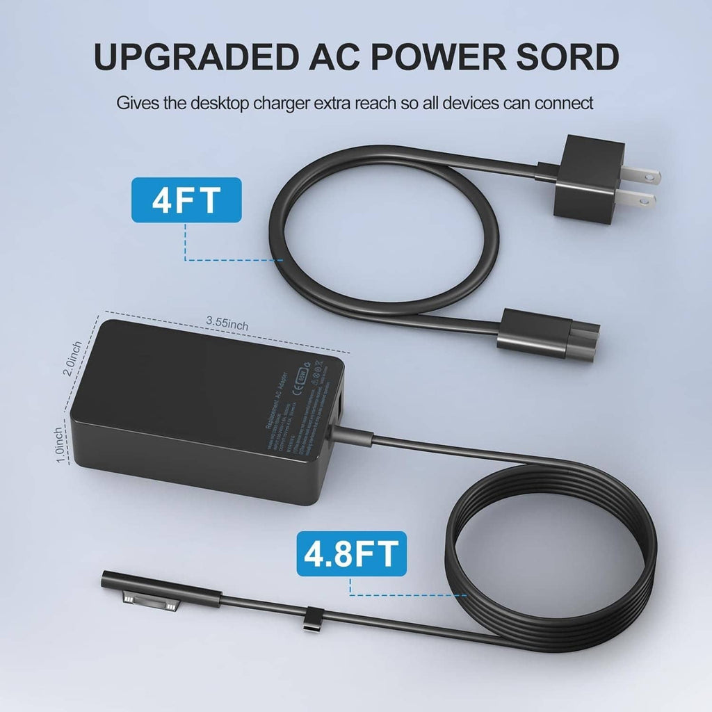 Black AC power charger with long reach cable and coiled charging cord