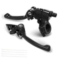 Black folding clutch and brake lever set with mount clamps and included hardware.