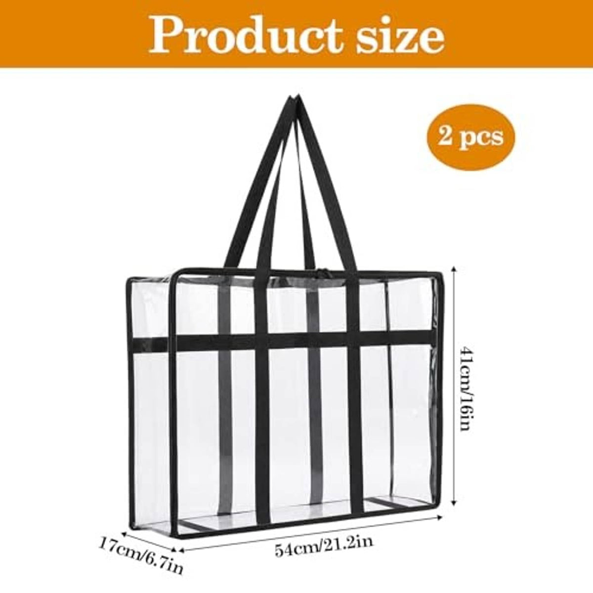Two-pack clear Blu-ray storage bags with black zipper top and carry handles
