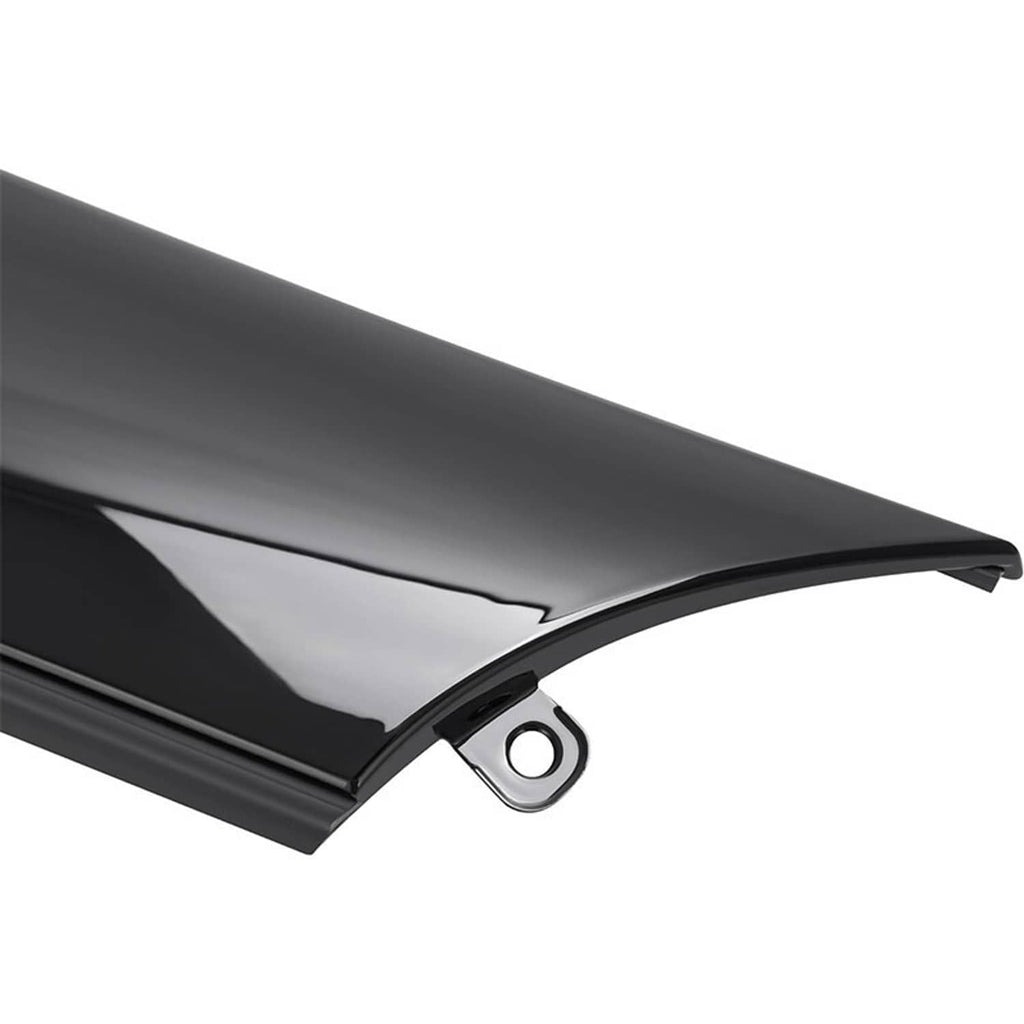 Windshield pillar trim molding, dark gray/black curved top with center mounting hole