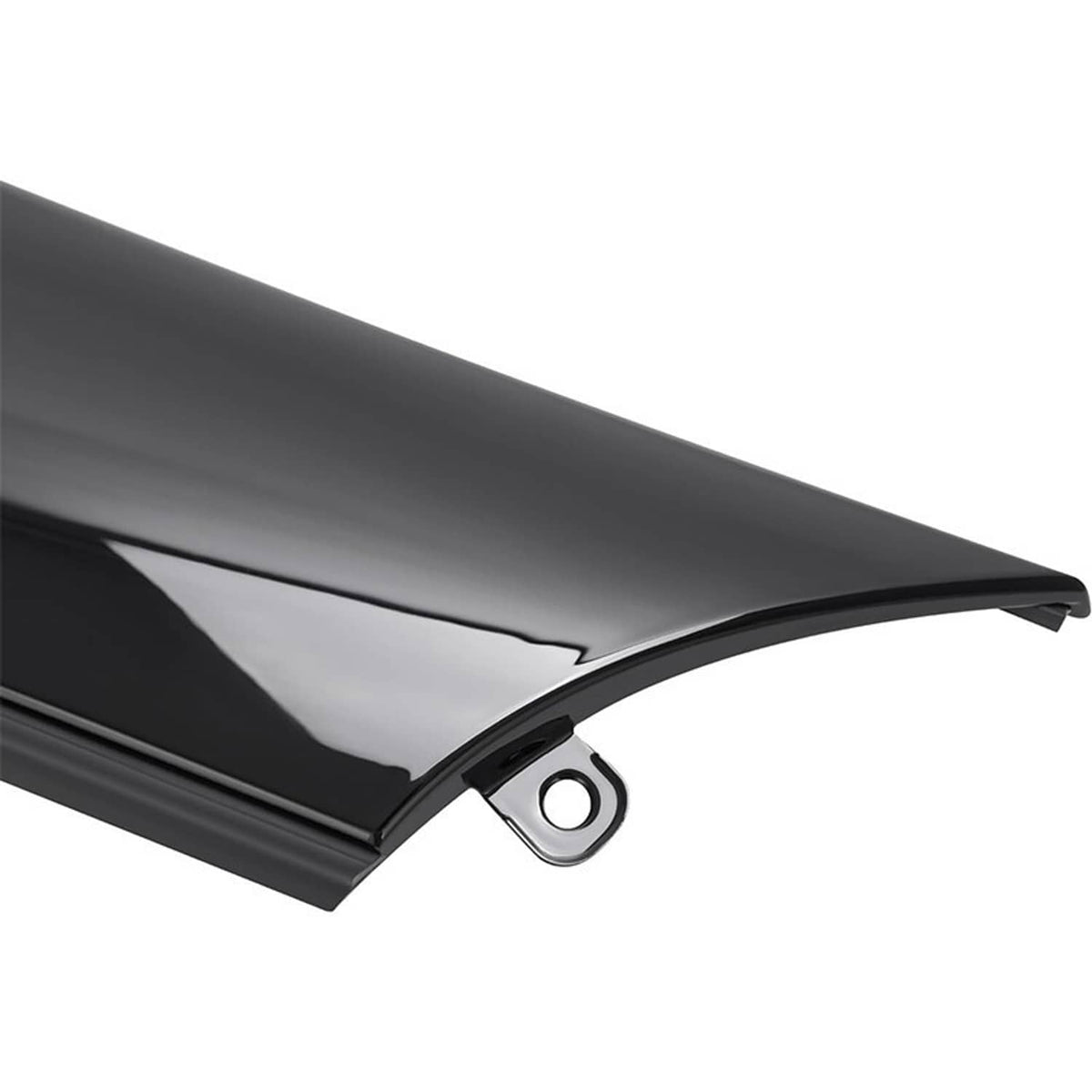 Windshield pillar trim molding, dark gray/black curved top with center mounting hole