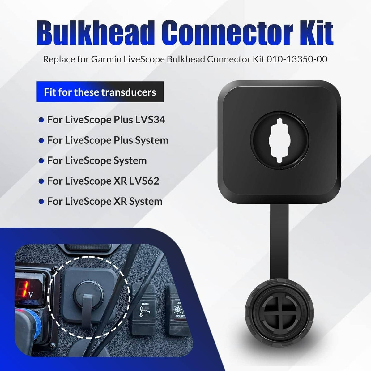 Bulkhead connector kit with flush-mount faceplate and threaded transducer connection