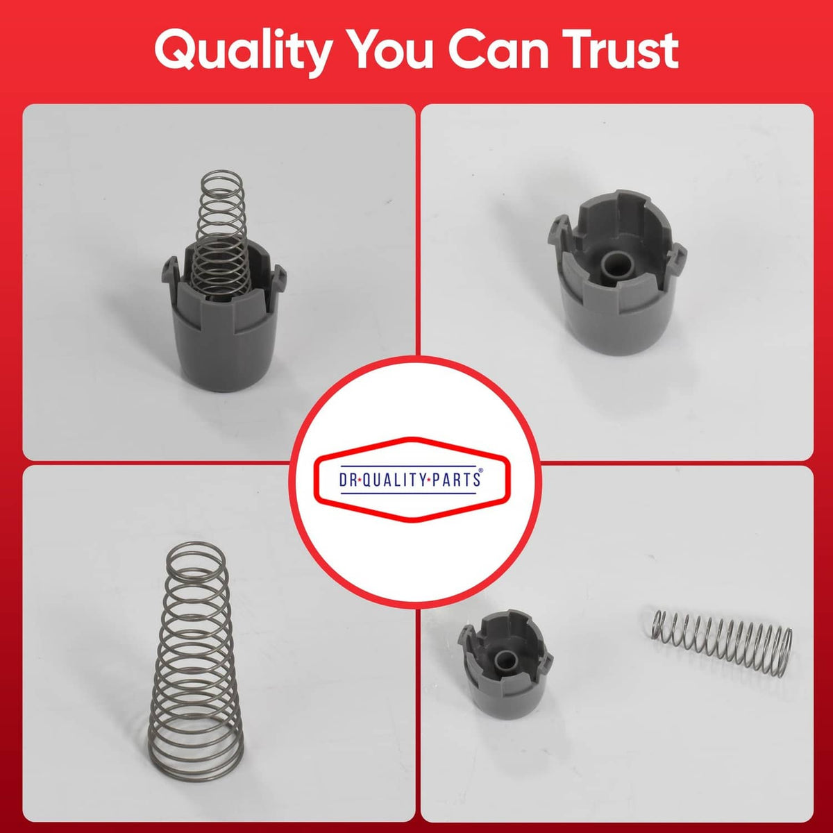 Washer magnetic door plunger replacement kit with gray housing and coiled spring