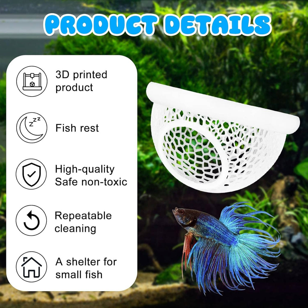 White mesh floating betta hide hammock showing shelter design for small fish