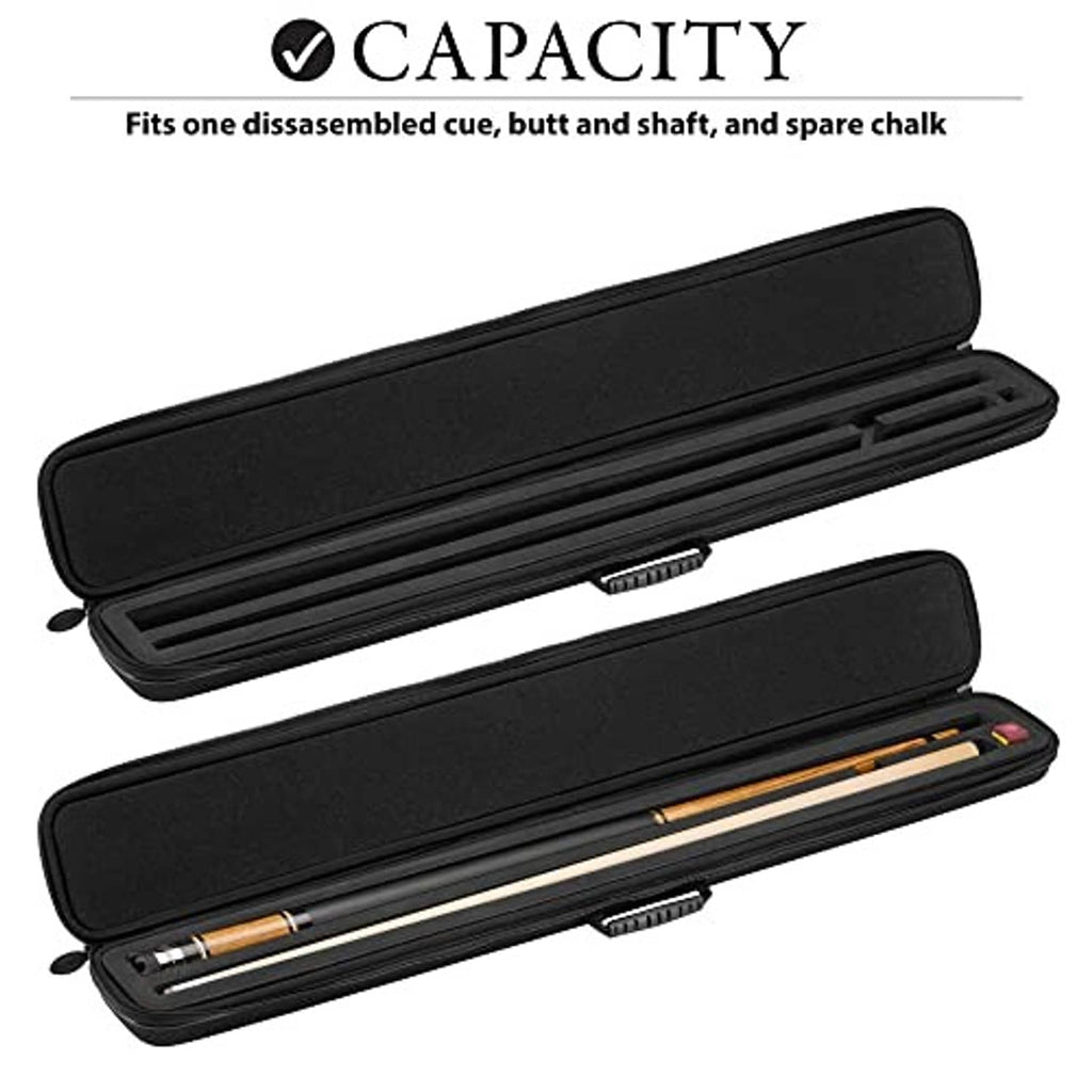 Black cue case with black trim, closed design shown with two cases