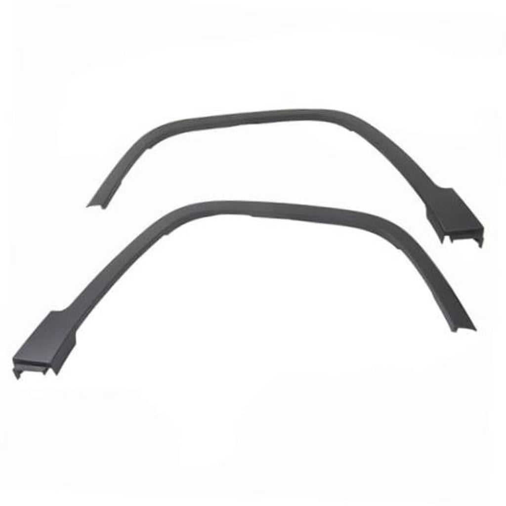 Set of 2 black front fender flares, curved wheel-arch trim with mounting tabs