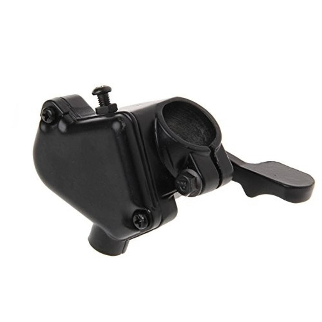 Black throttle housing with lever and cable connection point
