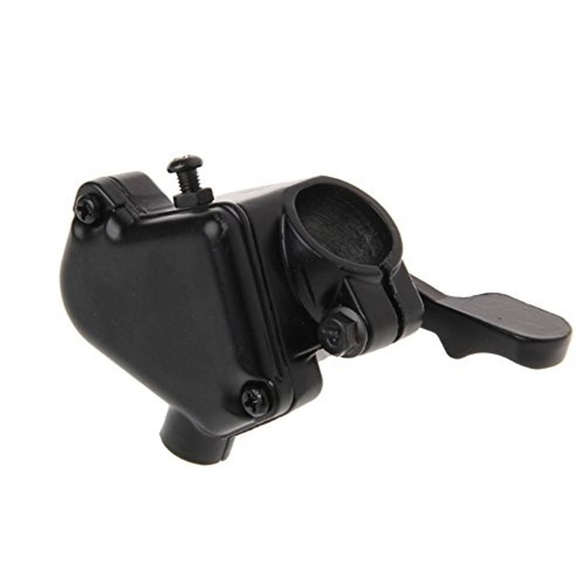 Black throttle housing with lever and cable connection point