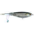 Berkley Choppo 120mm topwater mullet lure, white/gray body with blue tail and eye