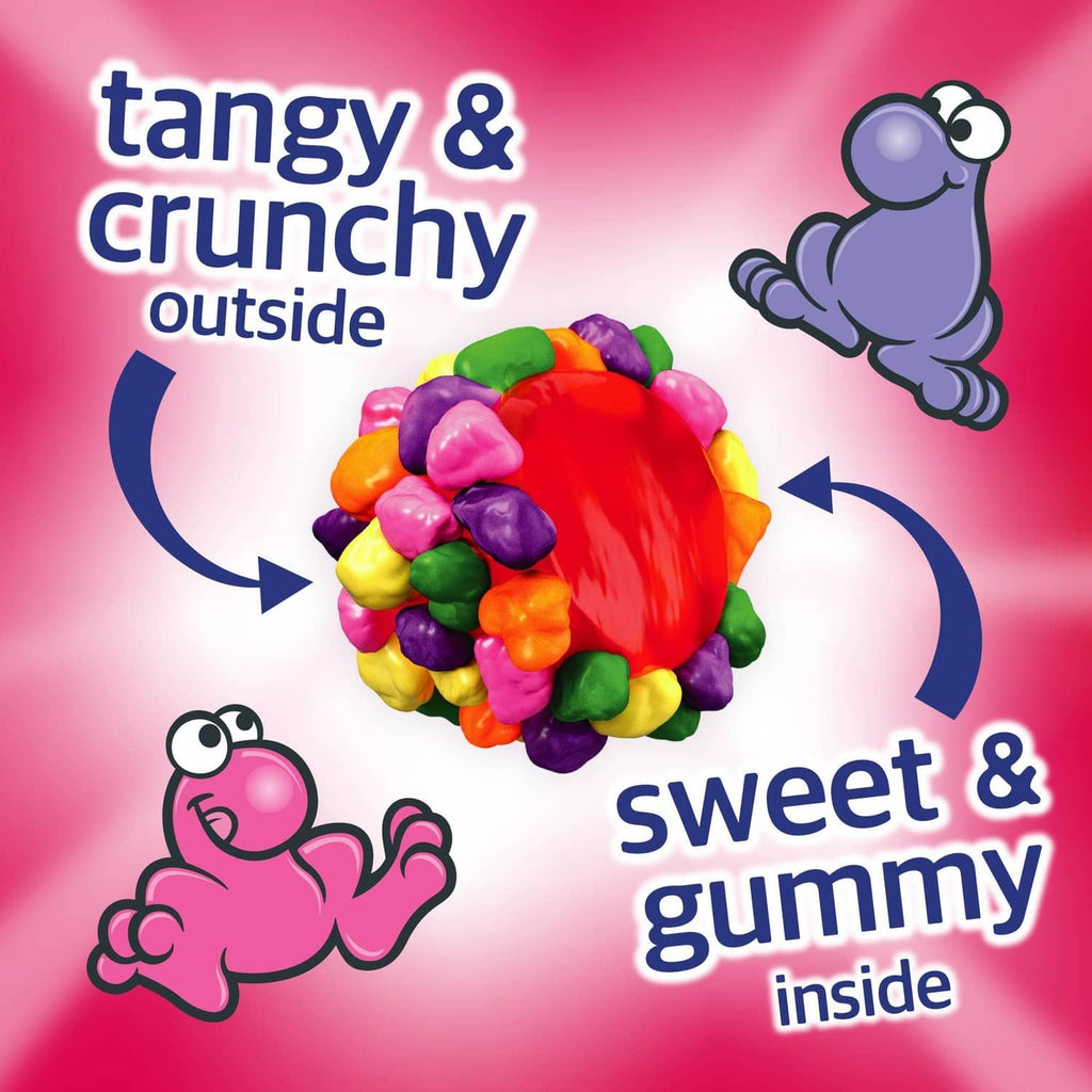 NERDS Gummy Clusters rainbow gummy candy illustration with candy pile and text